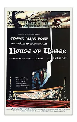 HOUSE OF USHER 1960 VINCENT PRICE Horror Movie Poster Print Wall Decor 14x22  • $20.99