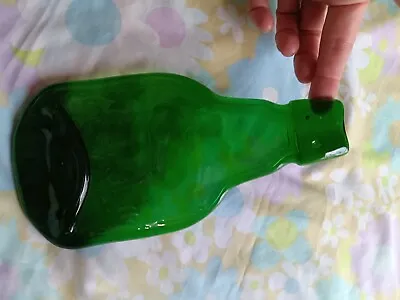 Flattened Melted Green Bottle Green Glass Cheese & Cracker Plate • $12