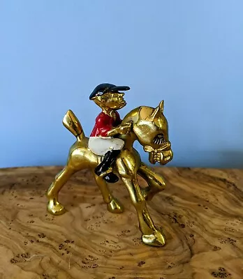 K&O CO. VINTAGE 1935 Kronheim Oldenbusch  JOCKEY On HORSE SOLID BRASS FIGURINE • $74