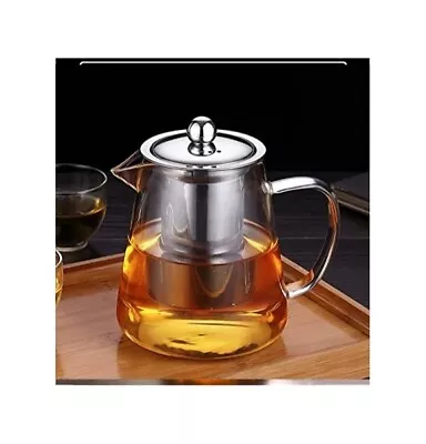 Glass Teapot With Removable Infuser Stovetop Safe Mini Tea Pot Kettle 550ML • £27.94