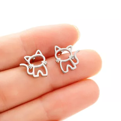 2pairs Stainless Steel Cat Earrings 4 Colors Jewelry Wholesale FJS10-690 • $2.99