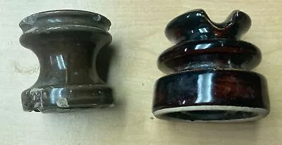 2  Vintage Brown Ceramic Electric Insulator • $15