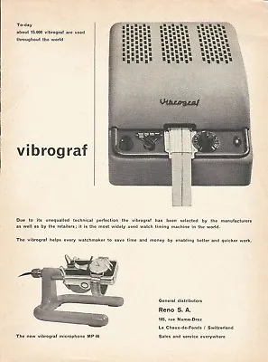 Original 1958 Print Ad VIBROGRAF Swiss Suisse Timing Machine MID CENTURY ART • $23.99