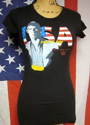 MICHAEL PHELPS Juniors Small T Shirt 2008 Beijing Games Swimmer Tee USA Sexy • $19.99