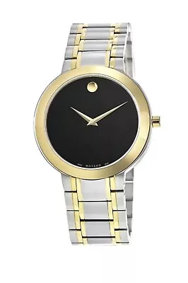 Brand New Movado Men’s Stiri Yellow Gold Two Tone 40mm Black Dial Watch 0607278 • $399