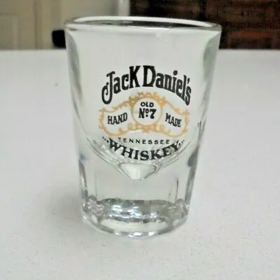 Jack Daniels #7 Shot Glass Gold Trim  Jack Daniels Whisky Shot Glass Fluted Base • $39