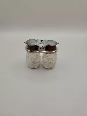 Vintage Mini Glass Salt And Pepper Shakers With Metal Top And Red Lids Picnic • $7.99
