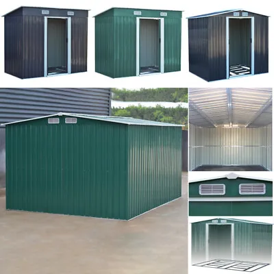 Garden Metal Shed 4x6ft4x8ft6x8ft8x8ft10x8ft Outdoor Storage House With Base • £229.95