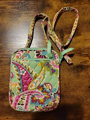 Vera Bradley Fan Flowers Green Paisley Crossbody Mini Hipster Shoulder Bag • $22.50