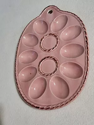 Vintage Pink Color Ceramic Deviled Egg Tray Made In Japan • $13.95