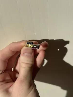Rainbow Sapphire Ring 14k Yellow Gold Size 9 • $200