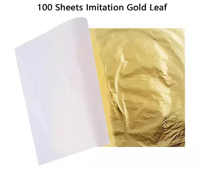 Imitation Gold Leaf 100 Sheet #2.0 5.5  X 5.5  140mm X 140mm Gilding Art Craft • $9.98