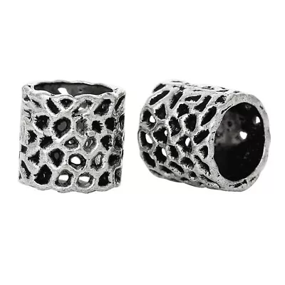 Metal Tube Beads For Jewellery Making Large Hole Carved 8x8mm Zinc Alloy X15 • £3.49