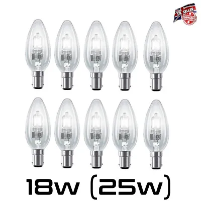 Halogen Candle Bulb 18w (25w) Watt SBC Lamp Small Bayonet Cap Fitting 10 Pack • £15.95