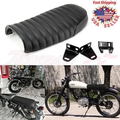 Black Flat Brat Seat Cafe Racer Vintage Saddle Frame Seat Loop For Honda CG125 • $36.61