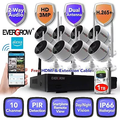 Long Range Wireless Audio Security Camera System Home Outdoor With Hard Drive • $189.95