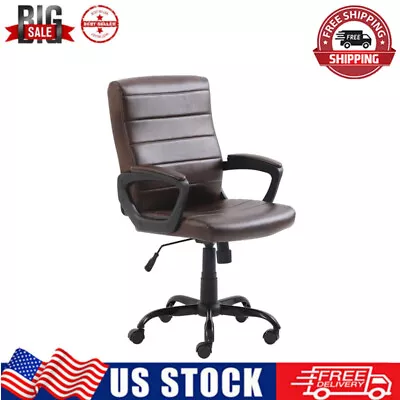 Mid-Back Office Chair Swivel Ergonomic Leather Computer Chair Task Desk Seat US • $127.50