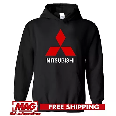 MITSUBISHI BLACK HOODIE Logo Automotive Jdm Sweatshirt Motor Evo Lancer Tuner • $34.99