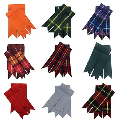 Men’s Scottish Kilt Hose Sock Flashes Various Tartan 100% Acrylic Wool Garters • £5.99