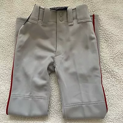 Mizuno Gray/Red Piped Hemmed Baseball Pants Size Youth Small • $10