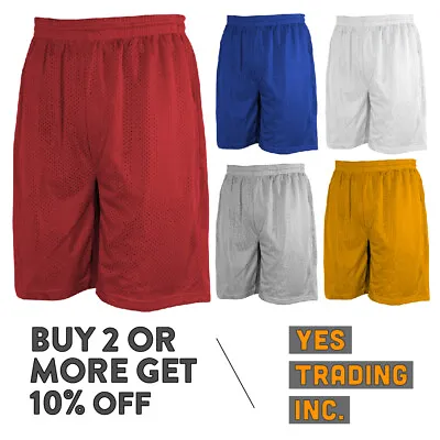 Hi Mens Plain Mesh Shorts Casual Basketball Shorts 2 Pocket Gym Shorts Hip Hop • $8.95