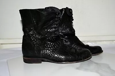 $85 • Buy Giuseppe Zanotti X Thakoon Leather Black Boot Lace Up Women 38.5