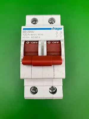 Hager SB299U 100A Double Pole Main Switch Isolator • £7.99