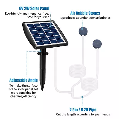 Solar Powered Oxygenator Oxygen Aerator Air Pump Fish Tank Pond Aquarium Garden • $28.40