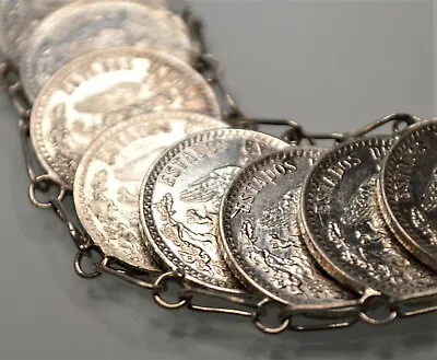 20x Coin Mexico 20 Centavos Silver Coin 1920s-1930s Bracelet W. Clasp Free Ship • $145