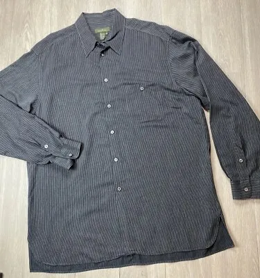 ERMENEGILDO ZEGNA MADE IN ITALY Button Down Shirt Men’s XXL Tall Black Gray • $31.99
