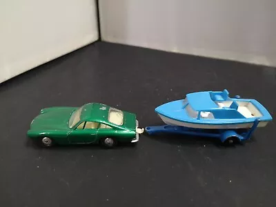 B129-MATCHBOX LESNEY No75 FERRARI BERLINETTA AND No9 BOAT WITH TRAILER • £9.99