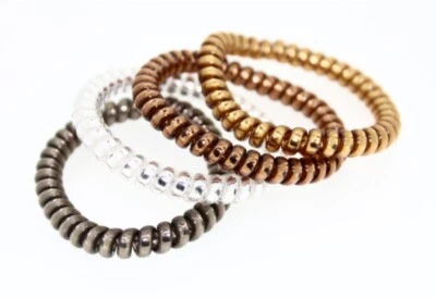 £2.90 • Buy 8 Gold Hair Spiral Bobbles Coil Elastic Ponytail Ties Stretchy Bands Holder