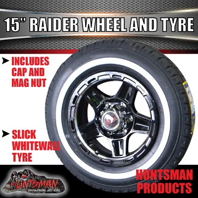 15  6 Stud Raider Caravan Boat Trailer Mag Wheel & 195R15C Whitewall Tyre • $239