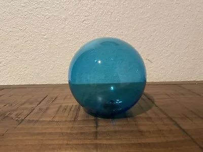 Vintage 5” Turquoise Blue Hand Blown Glass Orb / Fishing Float • $16