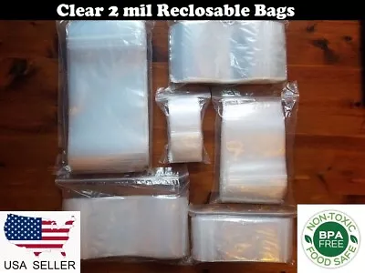 Clear 2 Mil Zip Seal Bags Poly Plastic Reclosable Top Lock Zipper 2mil Baggies • $6.49