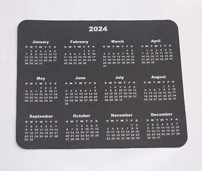 BLACK Calendar 2024 Computer Mouse Pad • $12.99