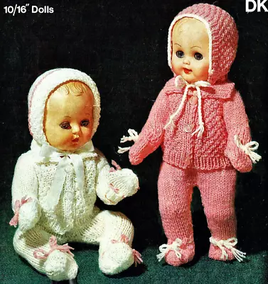 VINTAGE Dolls Clothes Knitting Pattern  COPY  HGT. 10-16    5 Items  To Knit  DK • $5.86