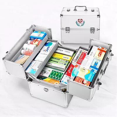 Aluminium Locking Key Medicine Storage Box First Aid Key Safe Box With Lock • £28.74