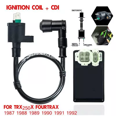 12V Ignition Coil＋CDI 6 Pin Male Plug For Honda TRX250X FOURTRAX 1987-1992 ATV • $16.10