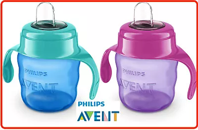 ❤ Philips AVENT Classic Soft Silicone Spout Cup 200ml Sip No Drip 6m+ Blue Pink • $17.58