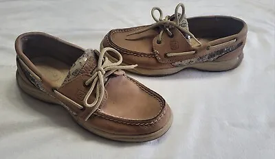 Women's Sperry Top-Sider Tan With Animal Print And Sequins Size 7M • $10