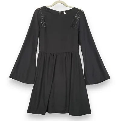 Xhilaration Dress Women Small Lace Bell Flare Sleeve Black Goth Punk Steampunk • $10.37