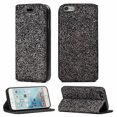 Glitter Shinny Bling Diamond Flip Book Cover Stand Wallet Case For Mobile Phones • £3.49
