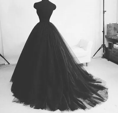 Black Soft Tulle Floor Length Formal Ball Gown Skirts Pleated Wedding Vintage • $29.75