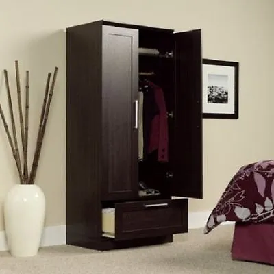Storage Cabinet Closet Clothe Wardrobe Kitchen Dark Oak Finish Space Saver Wood  • $338.58