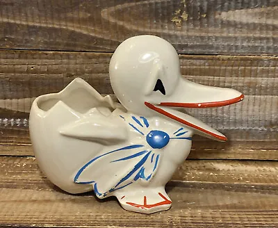 Vintage 1948 McCoy Pottery Ceramic Duck With Egg Planter • $37.99