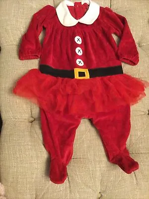 Baby Girls Next Christmas Red Velour Santa Tutu All In One Babygrow 3-6 Months • £5