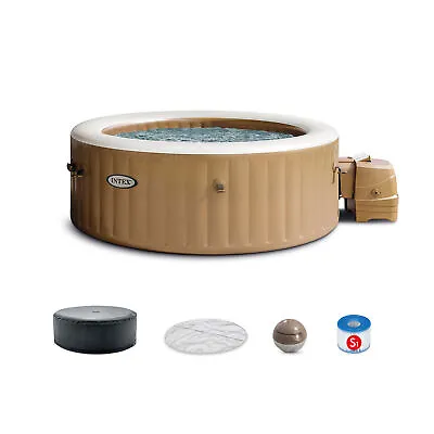 Intex PureSpa 4 Person Bubble Massage Inflatable Hot Tub Spa Set Sahara Tan • $563.57