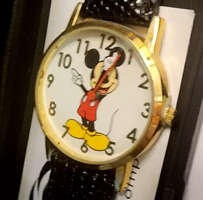 New MZ Berger & Co. Disney Mickey Mouse Watch With Black Leather Band • $12