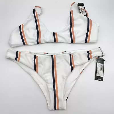 New Tavik White Striped Bikini - Size L • $35